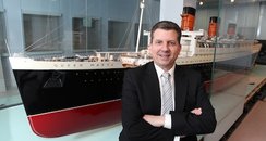Queen Mary scale model with Cllr John Hannides